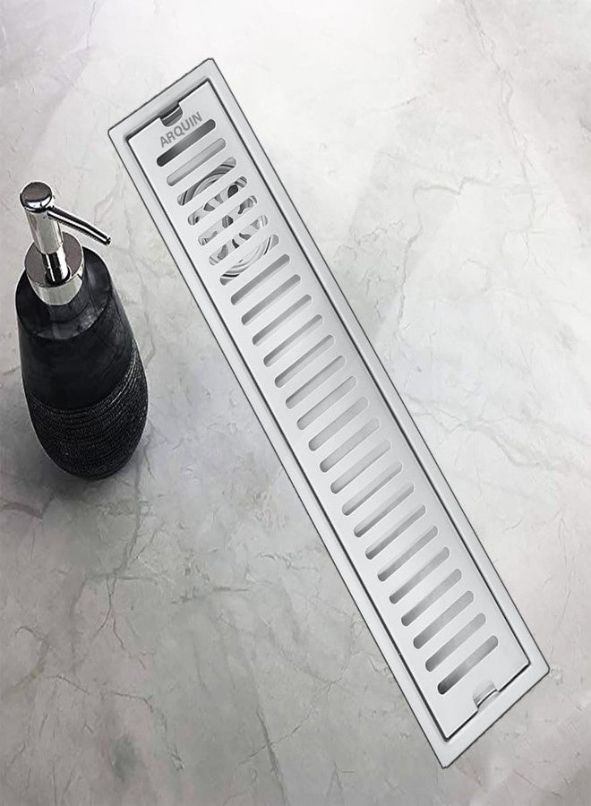 ARQUIN قناة تصريف مياه الحمام من أركوين، مقاس 24 × 4 بوصة، مصنوعة من الفولاذ المقاوم للصدأ عيار 304 | قناة تصريف مياه الدش للحمام مزودة بمصيدة للصراصير (سماكة 1 مم) - Image 2